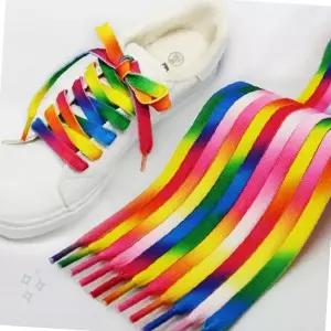 무지개 색상 평끈 새틴 리본 운동화 꾸미기 신발 리폼 교체용 끈 패션 소품