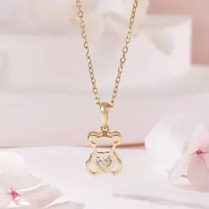 갤러리아 [비앤비골드] 14K 큐빅 하트 펀칭 곰돌이 펜던트 MNP42497