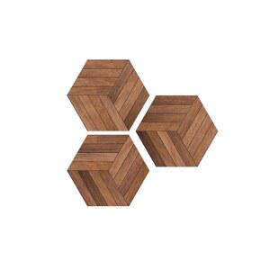 육각형 접착식데코타일 우드 월넛