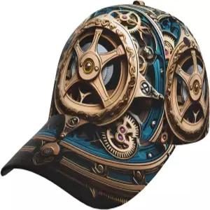 쿨 스팀펑크 기어 캐주얼하고 패셔너블한 야구 모자와 곡선형 챙 아웃도어 스포츠 레저 여행 데일리웨어에