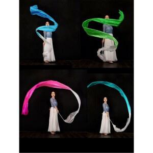 실크 리본 소품 현대무용 레드 댄스 45x400cm 모조실크 무용 도구 부채 리듬체조