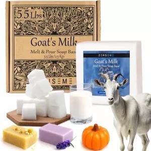 ZenseMe 5.5파운드 염소 우유 비누 베이스 - 제조를 위한 녹여서 붓기 키트 SLS/SLES PEG 프리 순하고