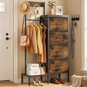 LEWONDR 걸이용 의류 상자 드레서 4개 서랍이 있는 랙이 가방 모자 서랍 보관 신발