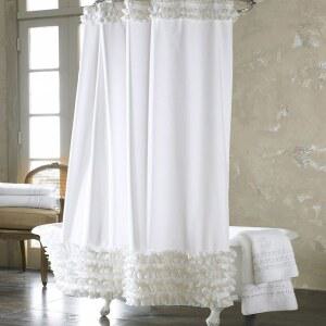 프릴 욕실커튼 커텐 싱글커튼 흰색 액세서리 홀 커버 달린 공주 드레스 걸고리 투명