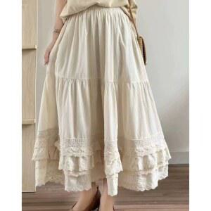 레이스 속치마 레이어드 면스커트 화이트 기본속치마