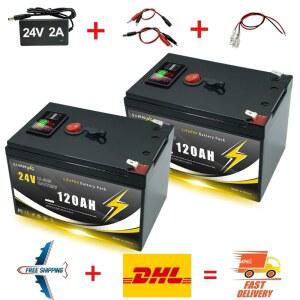 리튬 24V 120Ah LiFePO4 딥 4000+ 사이클 배터리 조명, 파워 휠, 태양광/풍력, 소형 UPS용 충전식 배터리