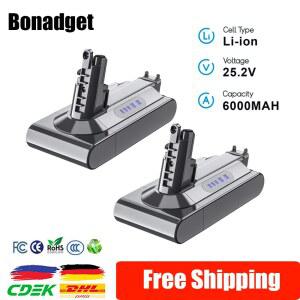 다이슨 V10 SV12 용 25.2V 배터리 6000mAh 리튬 이온 배터리 다이슨 핸드 헬드 진공 청소기 예비 배터리 용 충전식 배터리