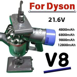 다이슨 V8 배터리용 21.6V 12800mAh100% 새로운 Absolute V8 Animal 리튬 이온 SV10 진공 청소기 시리즈 충전식 배터리