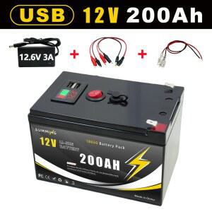 12V LiFePO4 200Ah 리튬 배터리 4000+ 딥 사이클, 파워 휠 장난감, 스쿠터, 라디오, UPS, 카약 어군 탐지기용 태양광 패널