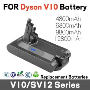 다이슨 V10 배터리용 오리지널 12800mAh 25.2V SV12 배터리 앱솔루트 애니멀 리튬이온 진공청소기 충전식 배터리 액세서리