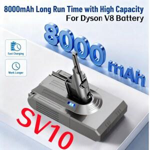 다이슨 V8 앱솔루트 핸드헬드 진공 청소기용 다이슨 V8 SV10 배터리 21.6V 8000mAh 교체 배터리.