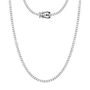 샤이나딤 4.50 캐럿 랩 그로운 다이아몬드 테니스 목걸이 u2013 라운드 컷 리비에라 목걸이 14K 화이트 골드, G u2013H 컬러 VS 클래리티 다이아몬드, 18인치 여성 및 남성용 유니 럭셔리 주얼리