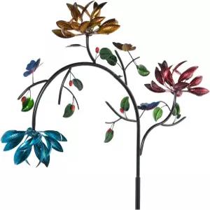 에버그린 가든 아름다운 여름 다양한 색상의 꽃 바람 스피너 키 91인치 x 너비 41인치 퇴색 및 내후성 금속