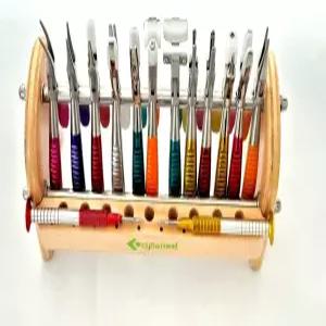 프리미엄 독일 광학 플라이어 안경 수리 도구 키트 - 각 안경사 14명 세트 펜치 12개와 스탠드가 있는