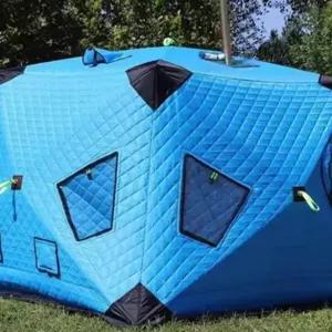 원터치 큐브 텐트 낚시 캠핑 1.8x1.8m 돔 빙어 4창 2문 누빔 겨울 방한