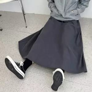 따뜻한 양털안감 체형커버 여성 골덴 플레어 롱스커트 데이트룩 긴치마