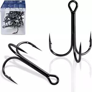 프리스티스 3배 강력 낚시 트레블 훅 고탄소 강철 날카로운 철조망 트리플 라운드 굽힘 키트 세트 소금물