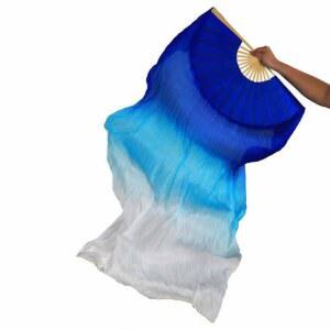 너슬부채 전장 양손 자동차크 공연 화이트 블루네이 소품 1.2m 비단 밸리댄스 블루