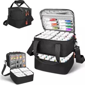 ZOMICE 아크릴 페인트 정리 가방 72병 2온스 어깨끈 및 손잡이가 있는 휴대용 보관 케이스 탈착식 칸막이가