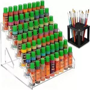 페인트 브러시 홀더 보관 랙이 있는 필빈든 7겹 투명 정리함