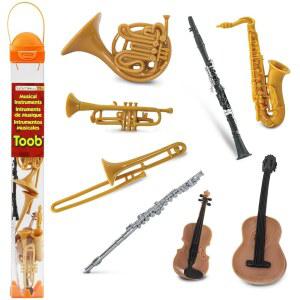 Safari Ltd 악기 TOOB - 피규어 트롬본 플루트 색소폰 기타 바이올린 호른 트럼펫 클라리넷 3세 소년 소녀 및 어린이를 위한 교육용 장난감