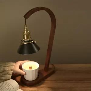 타이머 캔들 워머 램프 홀더 침실 스탠드 무드등 우드 블랙 전구