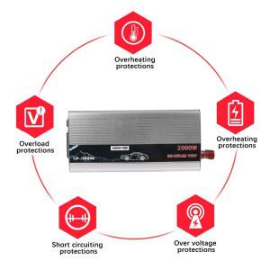 차량용 인버터 2000W 12V에서 110V 220V로 스위치 충전기 USB 태양광 변환