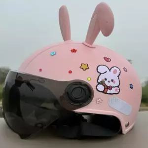 토끼 헬멧 여름 여성용 차단 햇빛 스쿠터 전동 바이크