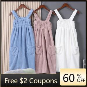 여성 웨어러블 목욕 타올 산호 양털 스커트 흡수성 샤워 사우나 착용