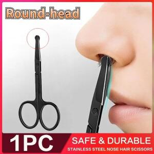 코털 가위 스테인레스 스틸 둥근 머리 작은 눈썹 트리밍 도구 수염 미용