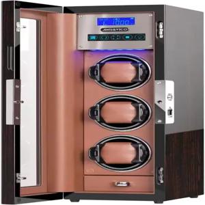 자동 시계 키 및 지문 잠금 해제 서랍장이 내장된 광택 상자 일루미네이션 유연한 베개 핏 레이디 앤 맨을