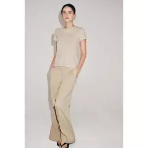 ZARA 린넨 혼방 반소매 티셔츠 - 샌드 371721