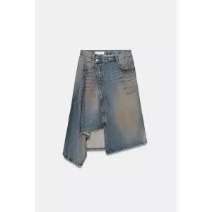 ZARA TRF 언밸런스 데님 미디 스커트 - 블루 371843