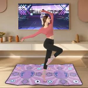 무선 컨트롤러가 있는 2인용 뮤지컬 댄스 매트 댄스 플로어 매트 100곡 음악 60가지 감각 게임 플러그 앤