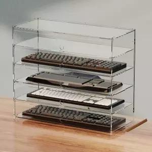 장식장 선반 책상 키보드 컴퓨터 5층 투명 수납장 전시 5단 수납