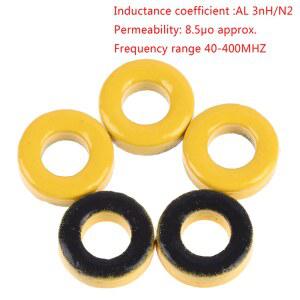 5pc T37-6 T37-2 T50-2 철 분말 코어 9.5*5.2*3.3mm AL=3.0nH/N2 8.5uo 먼지 페라이트 토로이드 코팅 노란색 회색
