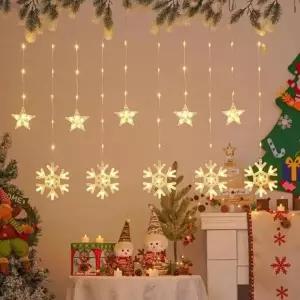 (디자인 눈꽃 (신형))크리스마스 눈꽃 가랜드 LED 조명 창문 유리 벽트리 카페 캠핑 전구장식