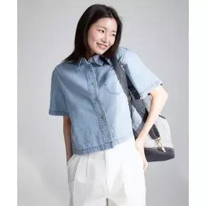 [LEE]우먼 크롭 데님 반팔 셔츠 인디고 라이트 LE2602SS62IL 744808
