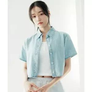 [LEE]우먼 숏 크롭 데님 반팔 셔츠 인디고 라이트 LE2502SS62IL 744813