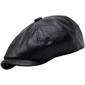 12022991 남자 헌팅캡 뉴스보이캡 팔각모 베레모 원 리미테이션 헌팅 모자 가죽 심플하고 세련된 골프 캐주