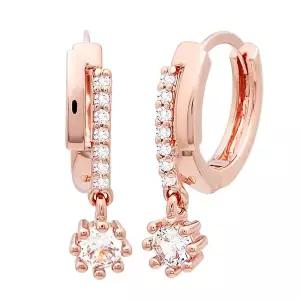 [NS홈쇼핑][미니아트] 14K 골드필드 핀 리에나 큐빅 드롭 원터치 링 귀걸이..[35857399]