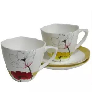 커피머그잔 커피잔 2세트 머그잔 물컵 앤틱 찻잔 라떼 레드 노랑 커피잔세트5인