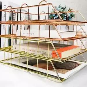 [문구/오피스] 로즈골드 서류 트레이 받침 보관 적층형