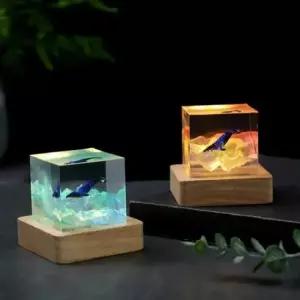 [Deco] JIYU 스페이스 혹등고래 우주 원목 무드라이트 레진 각인 수면등 조명 무드등