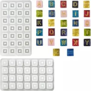 에어소리 1개 큐브 알파벳 구슬 몰드 26개 영어 글자 만들기 DIY 공예 보석 팔찌 목걸이 귀걸이 펜던트용