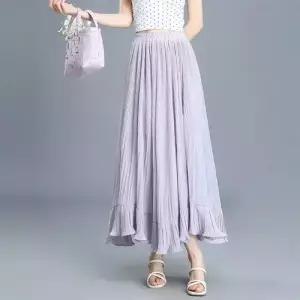 엘럽 스커트 롱 여자 플리츠 봄여름 슬림핏 A라인 쉬폰 박템2