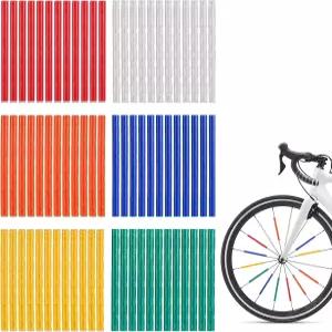 72 팩 야간 주행용 자전거 스포크 반사경 360도 가시성 반사 스킨 랩 방수 클립 바퀴 장식 산악 도로