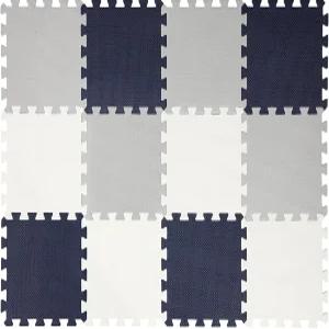 쉬운 놀이방 부드러운 폼 바닥 퍼즐 타일 12개 - 블랙-그레이-화이트 12인치 연동 매트 조각 4피트 x 3인치