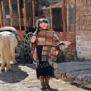 체크 스카프 머플러 케이프 숄