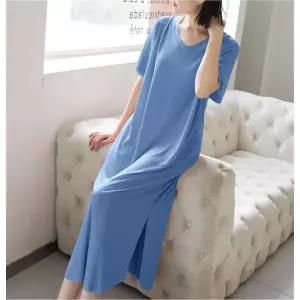 깜도리1 루즈 원피스 롱 여성 여름 임산부 반팔 잠옷 파자마 임부복